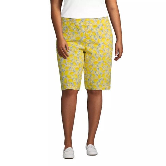 NEW Lands End PULL ON Bermuda Size 12 SHORTS Pockets SUNNY Knockabout LEMONS - Picture 5 of 9